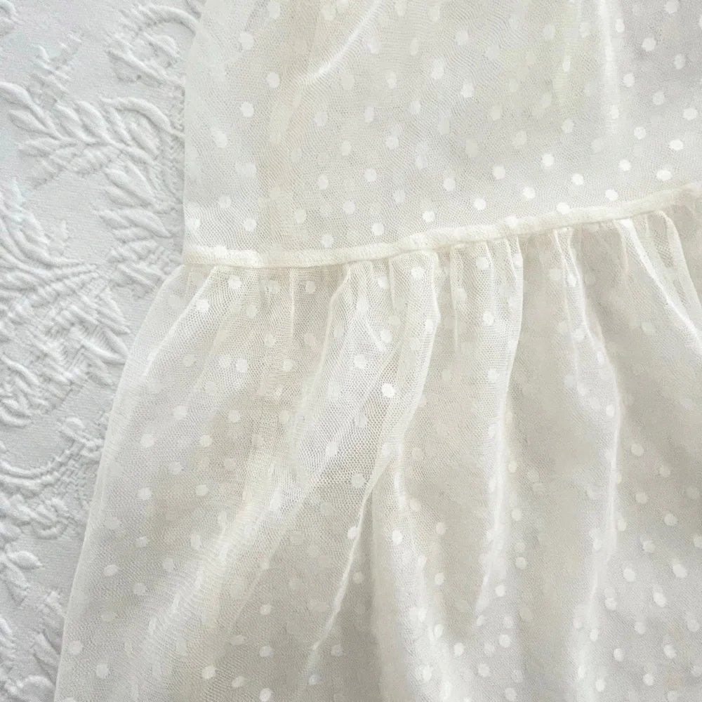 NWOT Lulus Cruise to Catalina Ivory Swiss Dot Sheer Maxi Swim Cover-Up Small - Picture 10 of 14